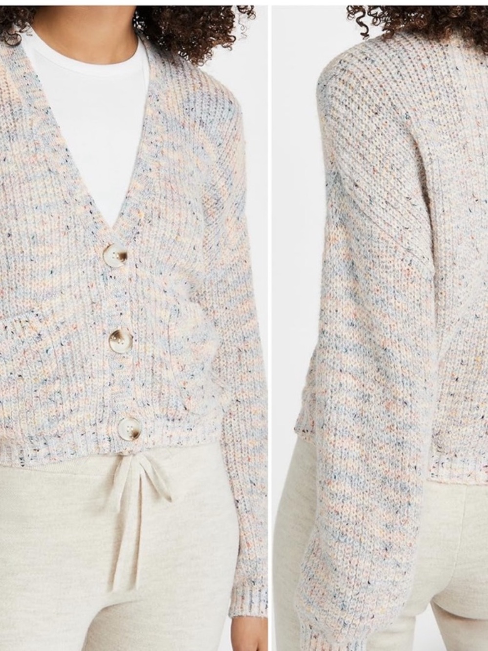 BB Dakota Golden Hour Slouchy Pastel Sweater Cardigan S Confetti Wool Slouchy